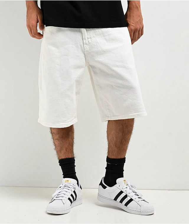 Pro Club Heavyweight Relaxed Snow White Denim Shorts | MainPlace Mall