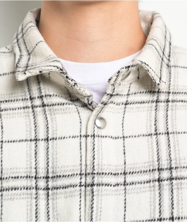 Pro Club Heavyweight White Plaid Flannel Jacket | Liberty Center