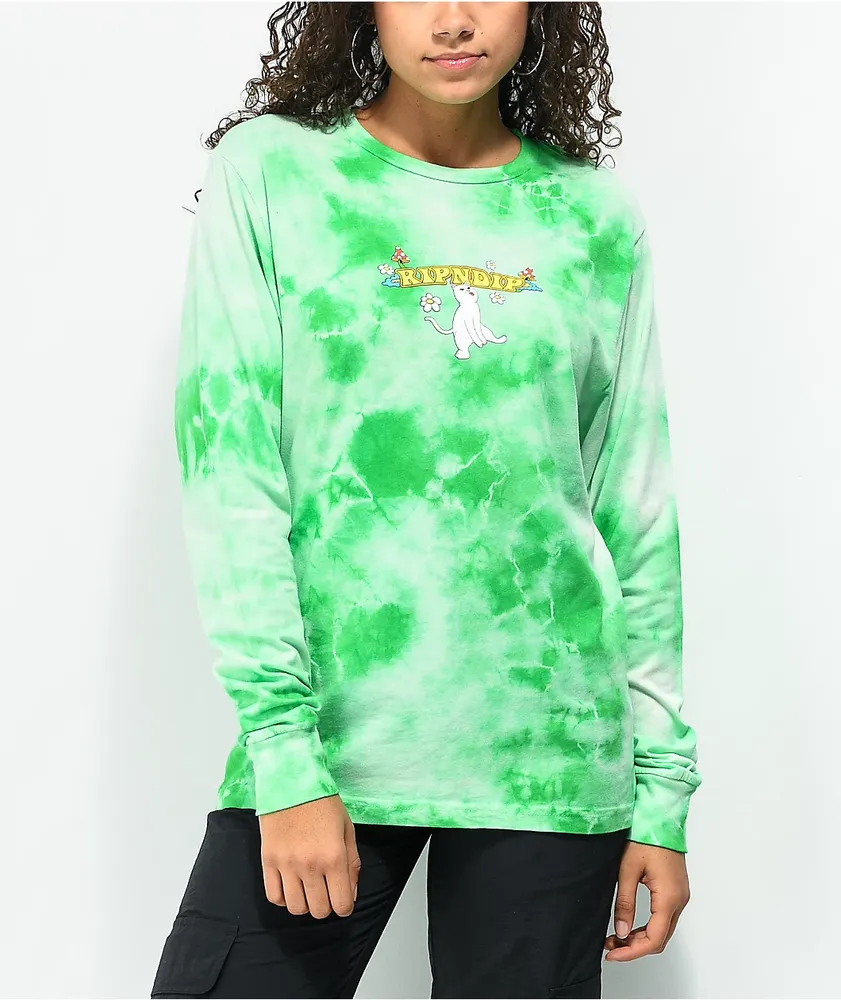 RIPNDIP Cloud 69 Green Tie Dye Long Sleeve T-Shirt | MainPlace Mall