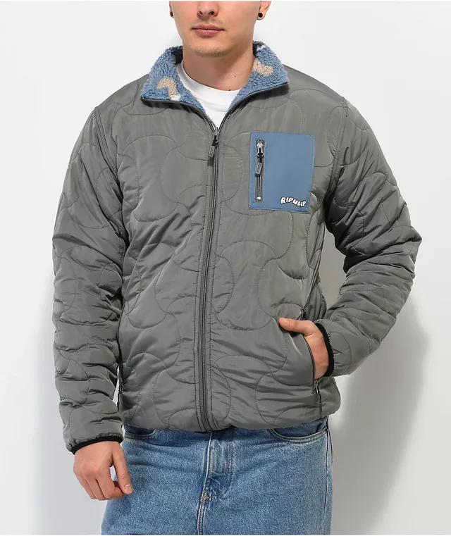 RIPNDIP Euphoria Grey Reversible Fleece Jacket | Pueblo Mall