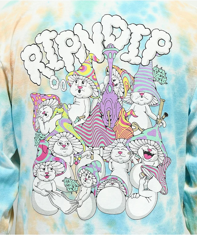 RIPNDIP Kaleidoscopic Blue Tie Dye Long Sleeve T-Shirt at
