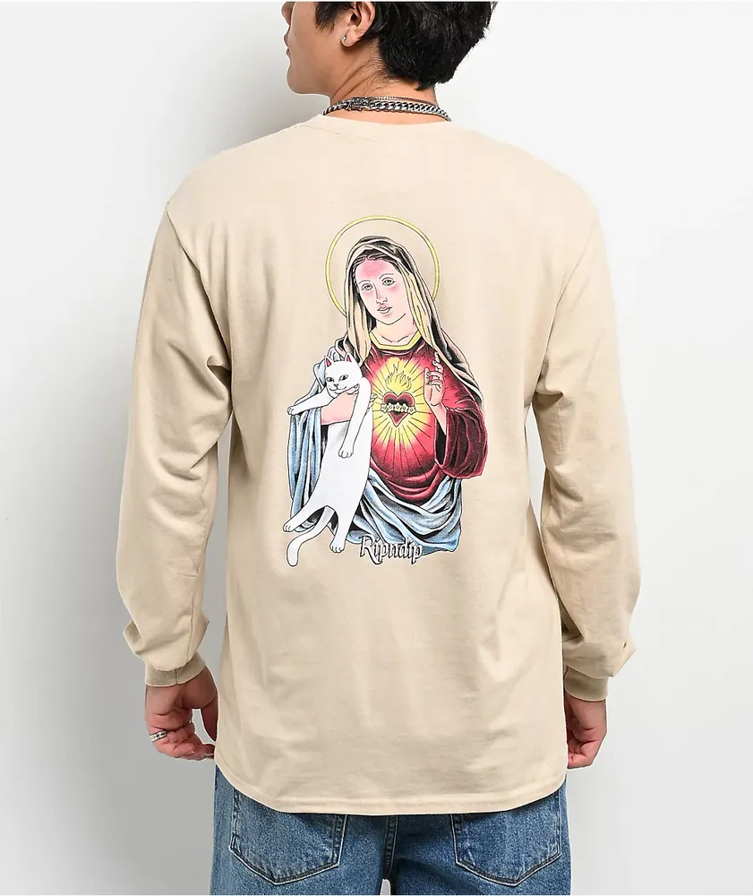 RIPNDIP Mother Mary Sand Long Sleeve T Shirt The Pen Centre