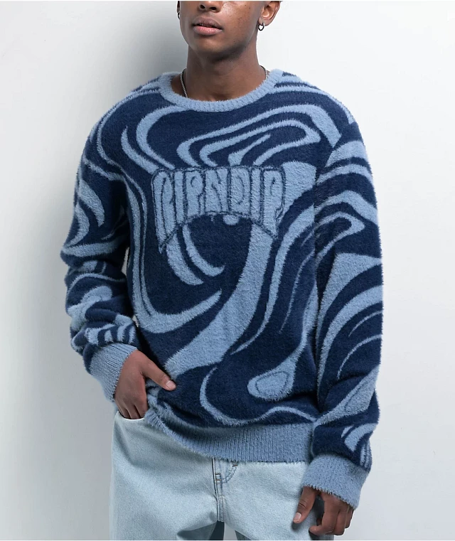 RIPNDIP Psychedelic Fuzzy Navy Sweater at Hamilton Place in