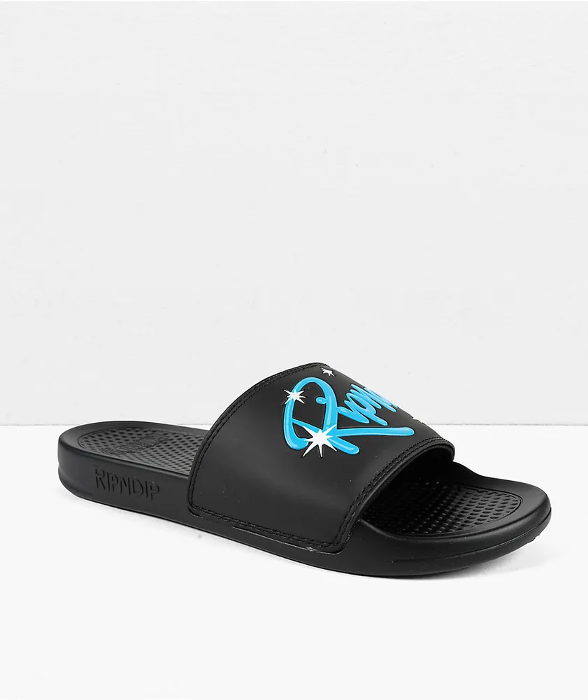 RIPNDIP Sprinkles Airbrush Logo Black Slide Sandals The Pen Centre
