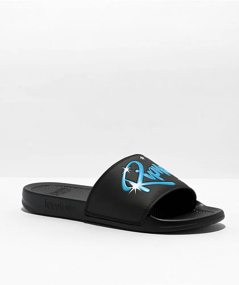 RIPNDIP Sprinkles Airbrush Logo Black Slide Sandals Pueblo Mall
