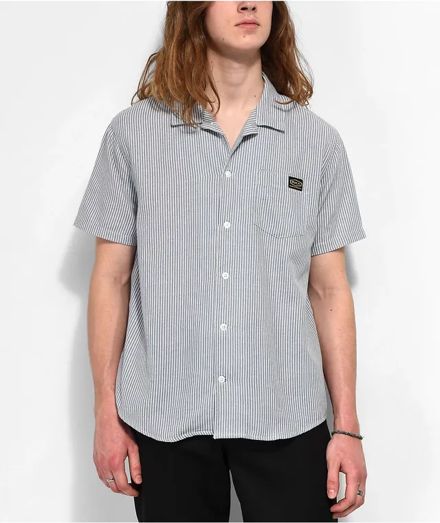 RVCA Dayshift Blue Stripe Short Sleeve Button Up Shirt