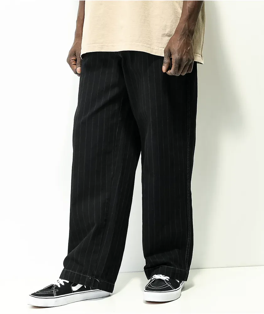 Black pinstripe jeans discount
