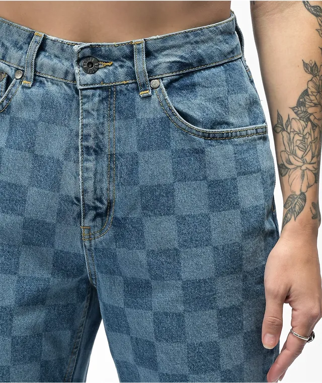 Checkered on sale denim jeans