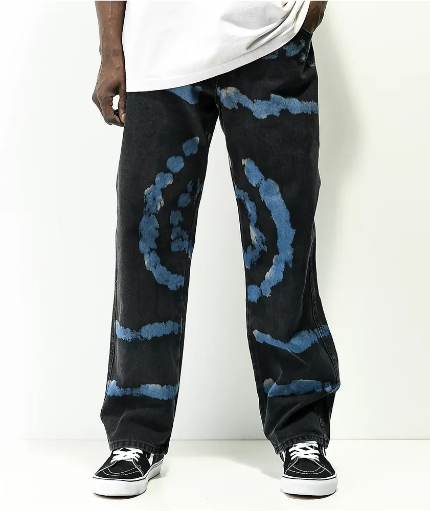 Zumiez Ragged Priest Pixel Black Blue Dye Loose Fit Jeans