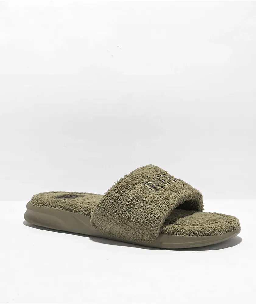 Olive green slides new arrivals
