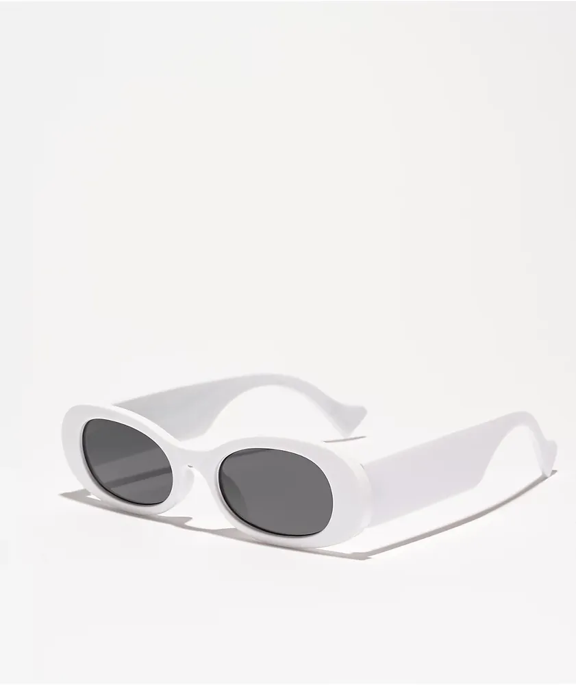 Blue gem sunglasses Reflective White Oval Sunglasses CoolSprings