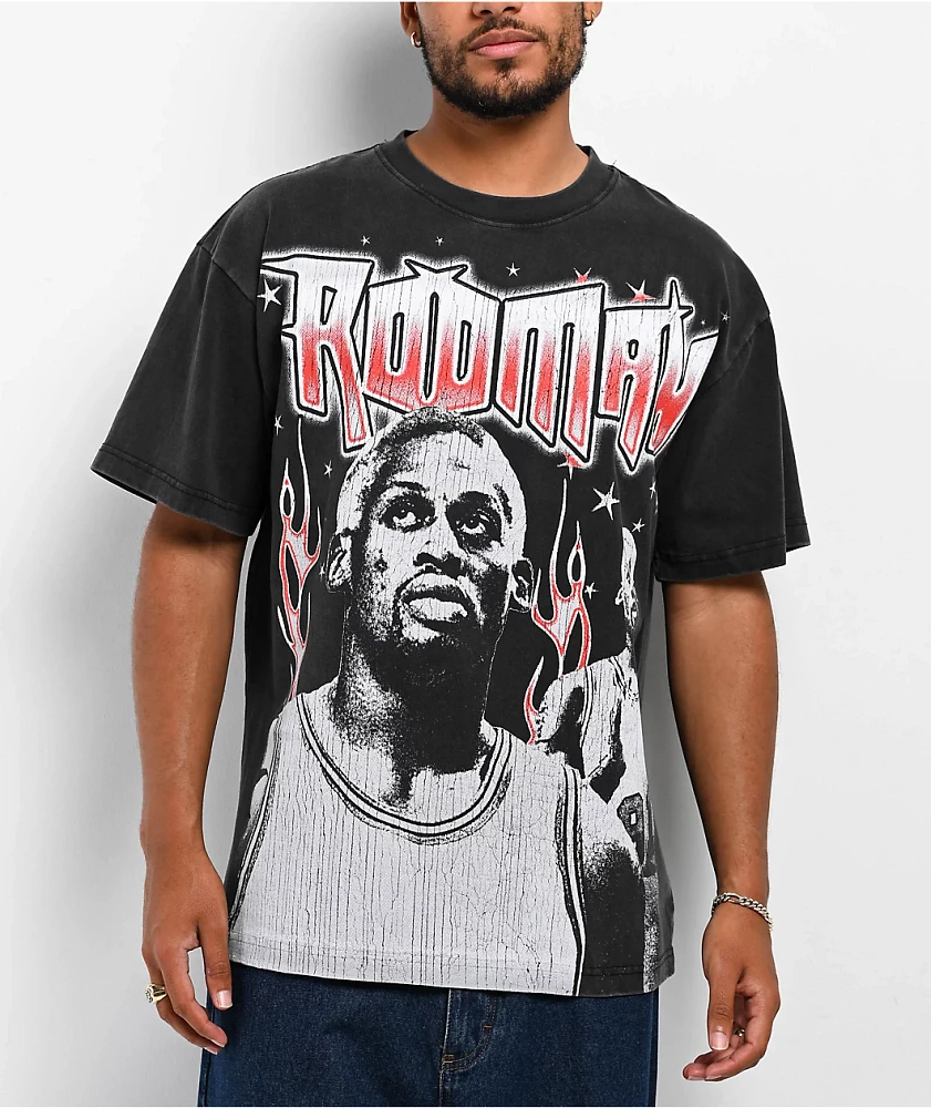 Rodman Apparel Zilla Panel Washed Black T-Shirt at Hamilton Place