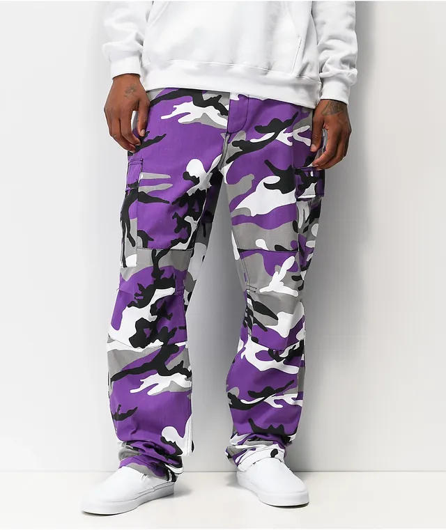 Purple and grey camo pants on sale