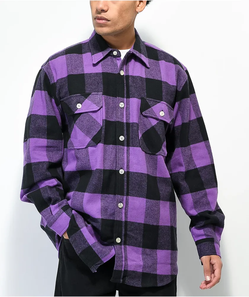 Black and purple checkered 2024 shirt