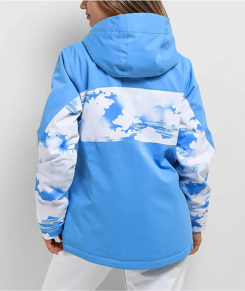 Roxy Jetty Block Azure Blue Clouds 10K Snowboard Jacket Mall of