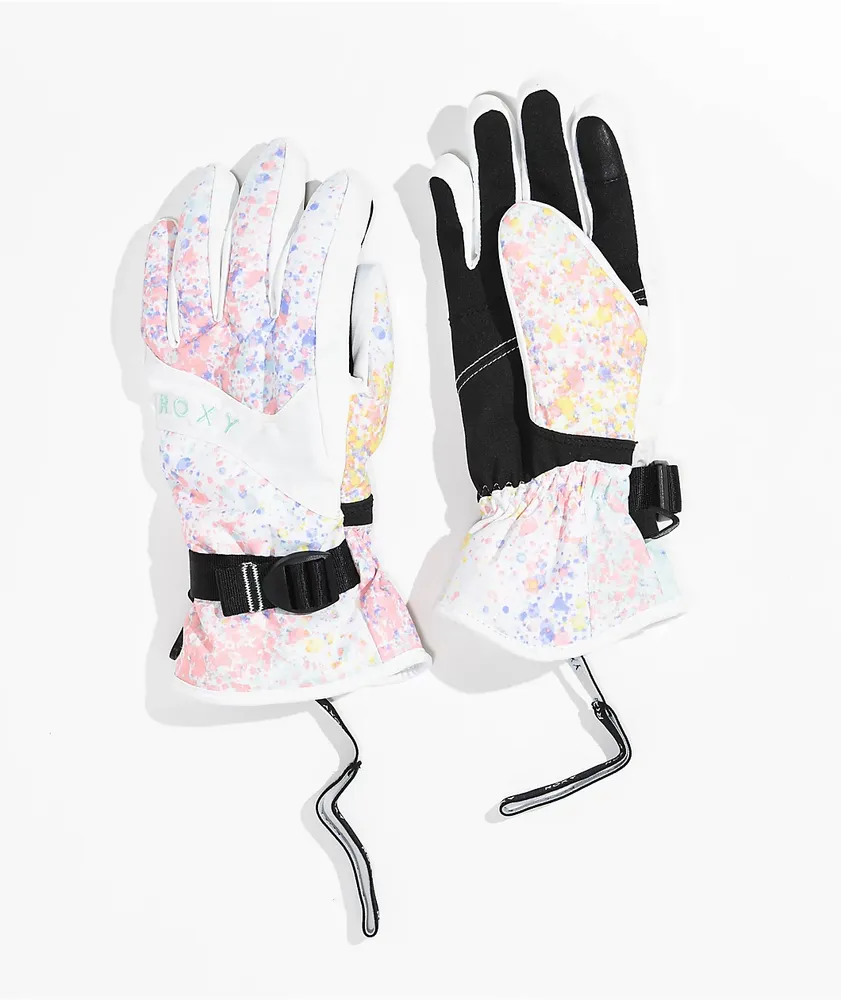 Roxy Jetty Solid White Snowboard Gloves Hamilton Place