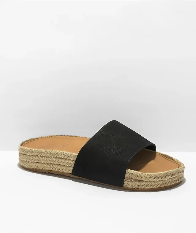 Roxy Slippy Espadrille Black Slide Sandals Hamilton Place
