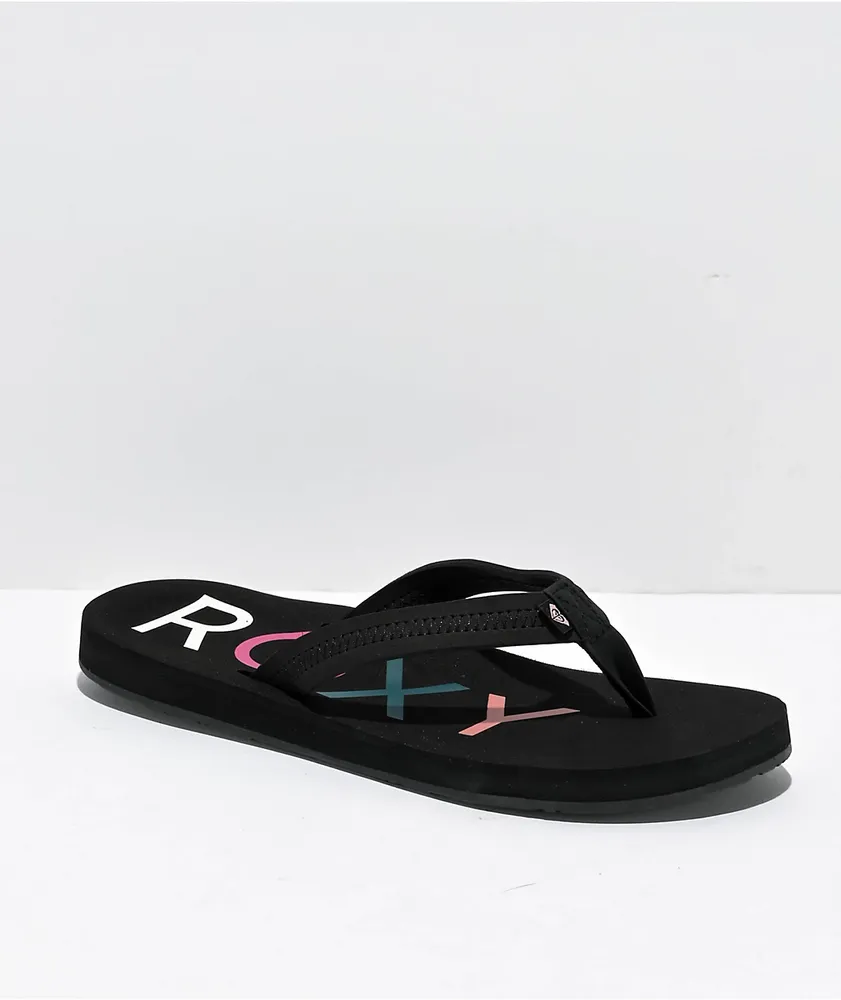 Roxy black sandals clearance