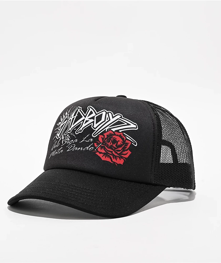 SAD BOYZ by Junior H Rose Black Trucker Hat | Arden Fair
