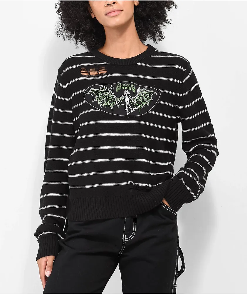 Distressed best sale sweater black