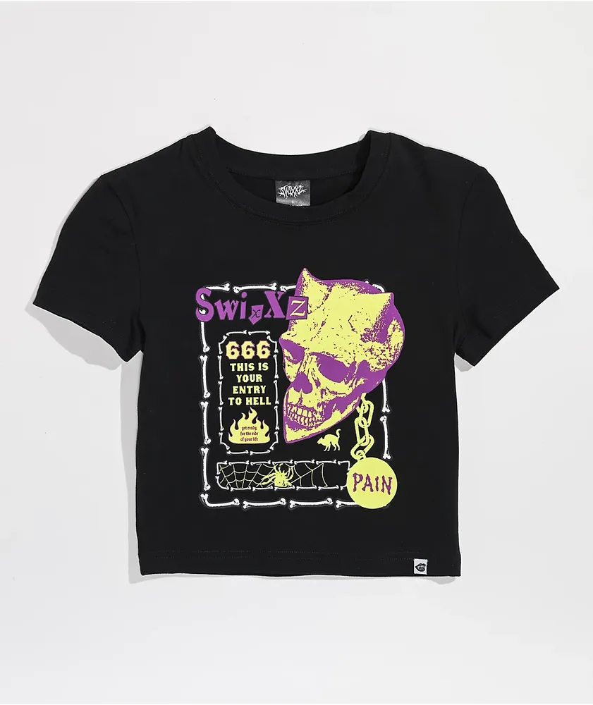 SWIXXZ Entry To Hell Black Crop T-Shirt | Connecticut Post Mall