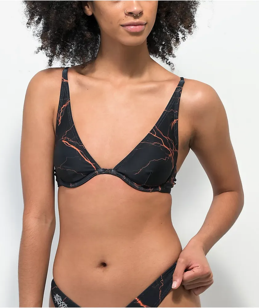 SWIXXZ Orange Lightning Triangle Bikini Top Pueblo Mall
