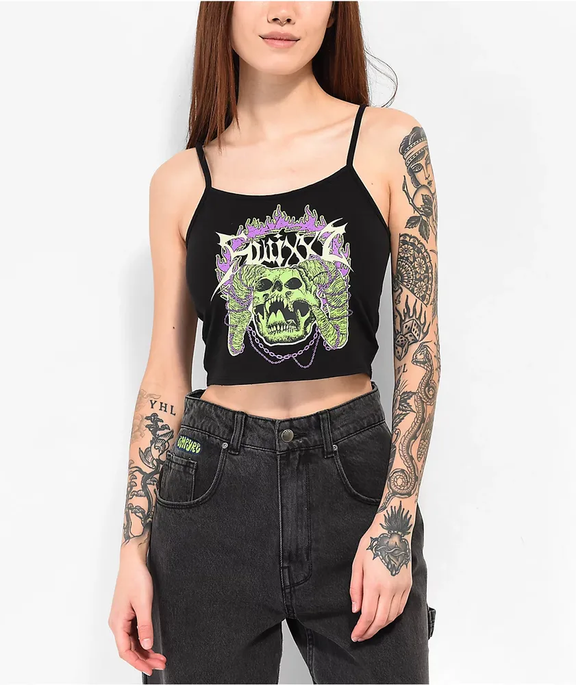 SWIXXZ Raising Hell Black Crop Tank Top | MainPlace Mall