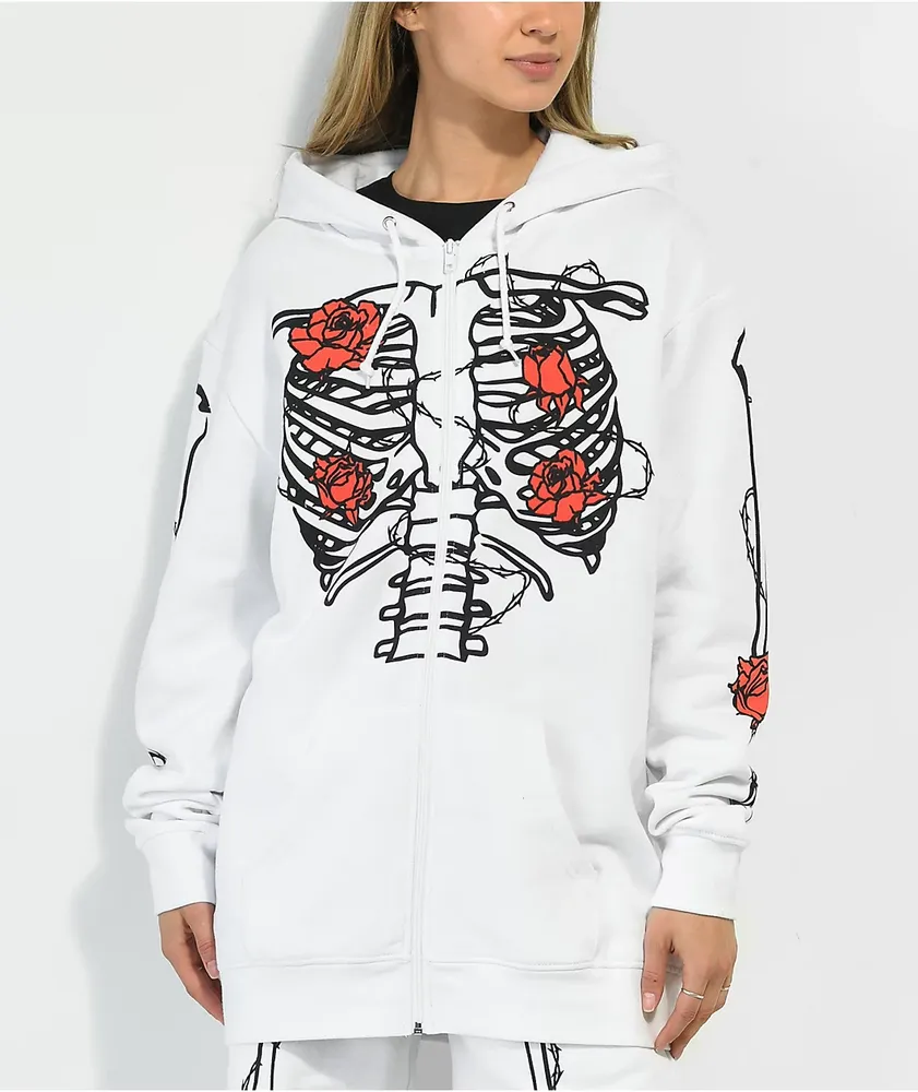 SWIXXZ Skeleton White Zip Hoodie Willowbrook Shopping Centre