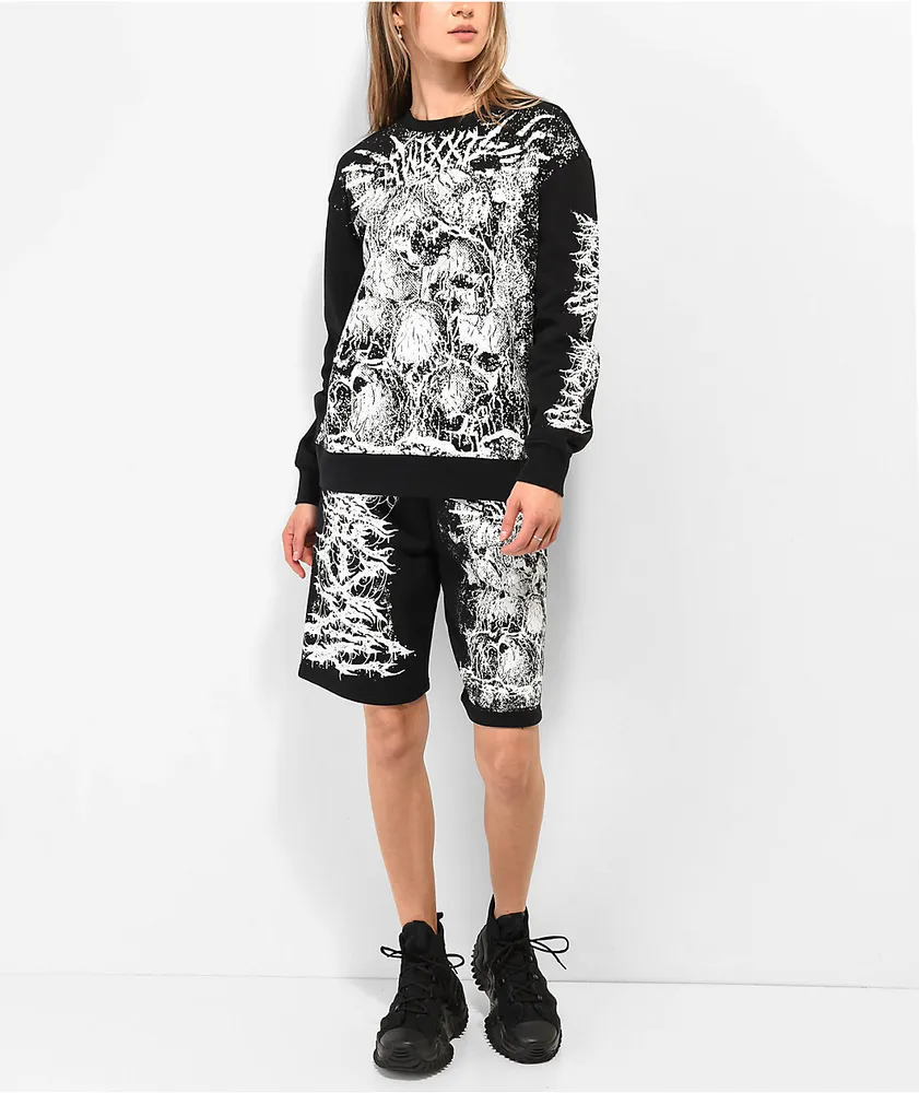 SWIXXZ Skull Pile Black Sweat Shorts | Mission Valley