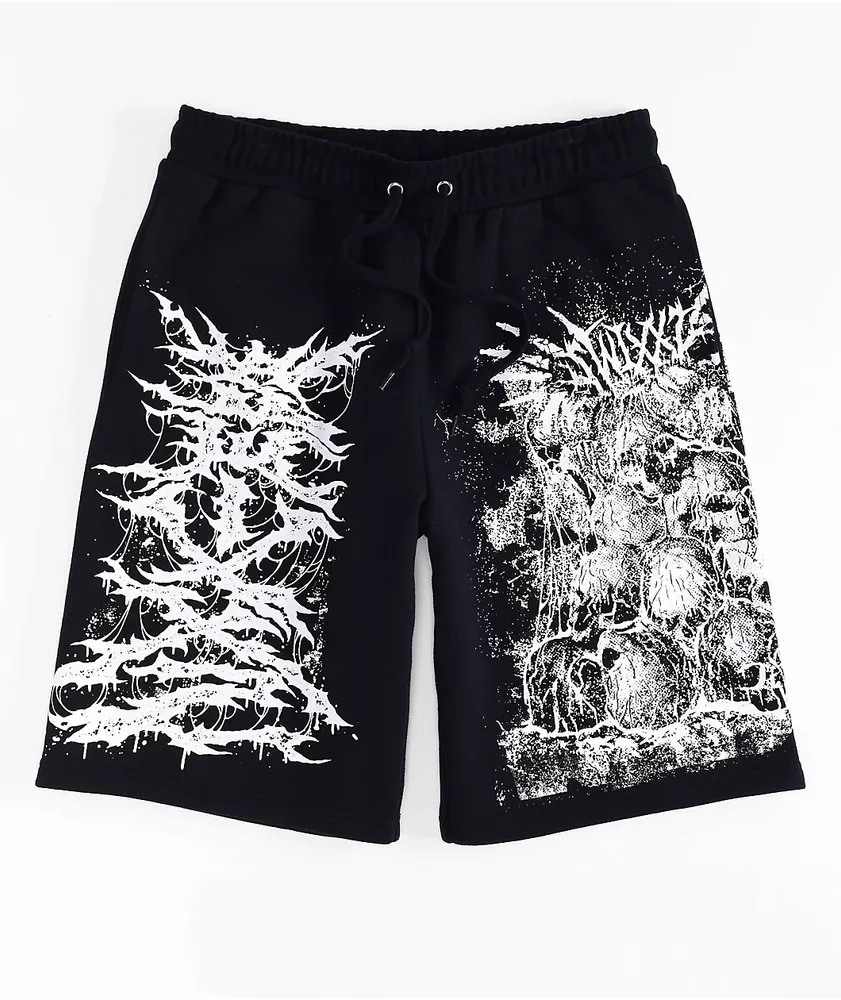 SWIXXZ Skull Pile Black Sweat Shorts | Mission Valley