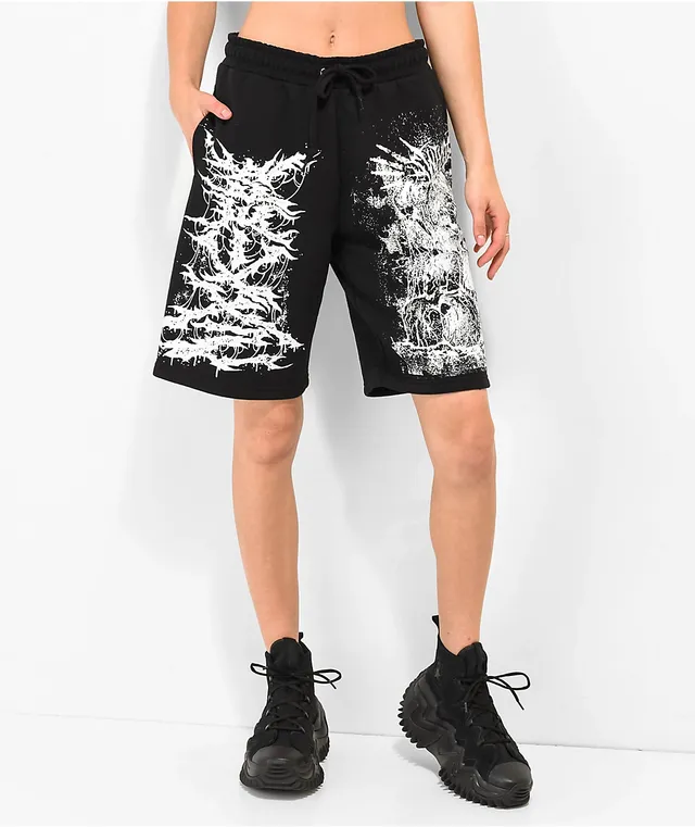 SWIXXZ Skull Pile Black Sweat Shorts | Mission Valley