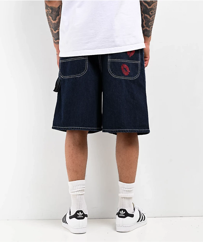 Salem7 Blingy Jorts Blue Denim Shorts | MainPlace Mall