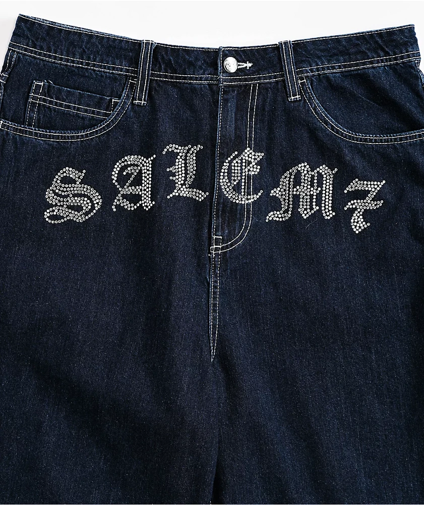 Salem7 Blingy Jorts Blue Denim Shorts | MainPlace Mall
