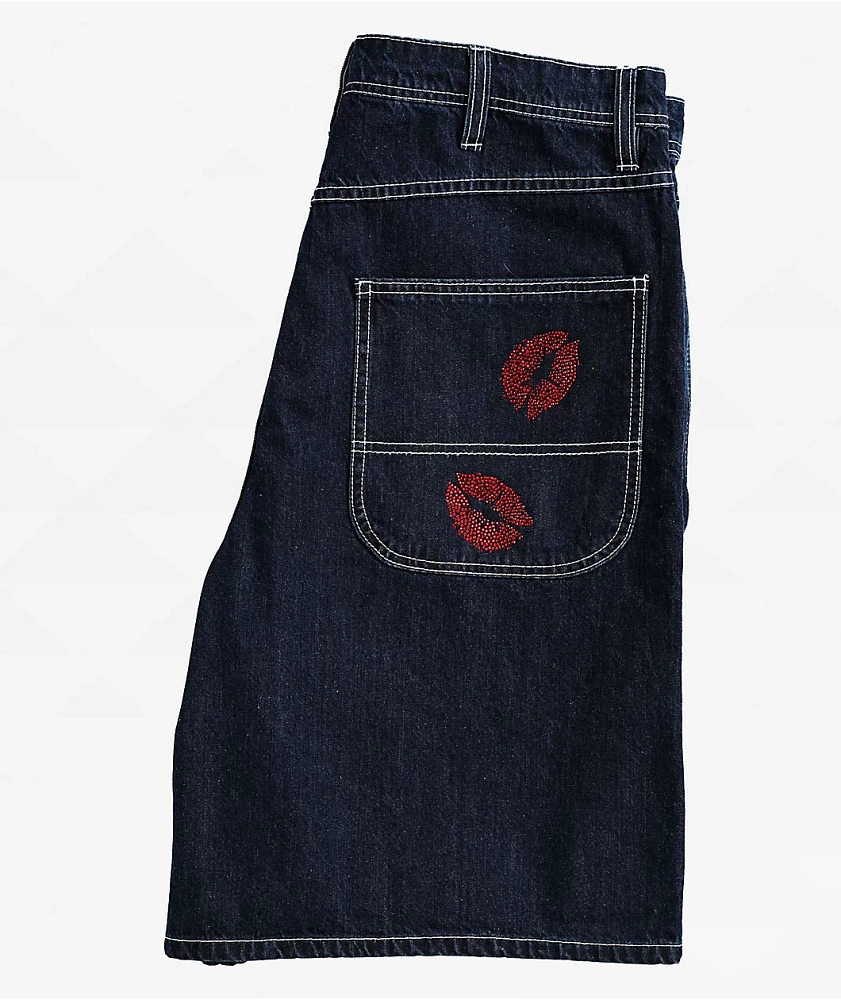 Salem7 Blingy Jorts Blue Denim Shorts | MainPlace Mall