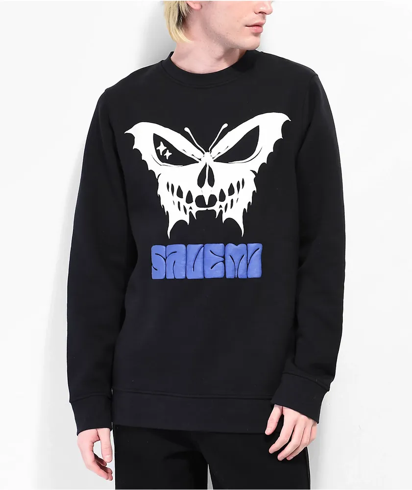 Black sweatshirt with butterfly hot sale