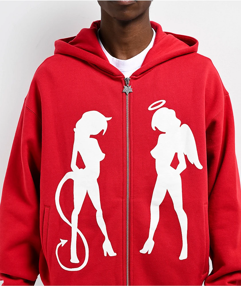 Salem7 Duality Red Zip Hoodie | MainPlace Mall