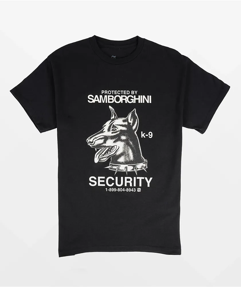 Samborghini Security Dog Black T Shirt Shop Midtown