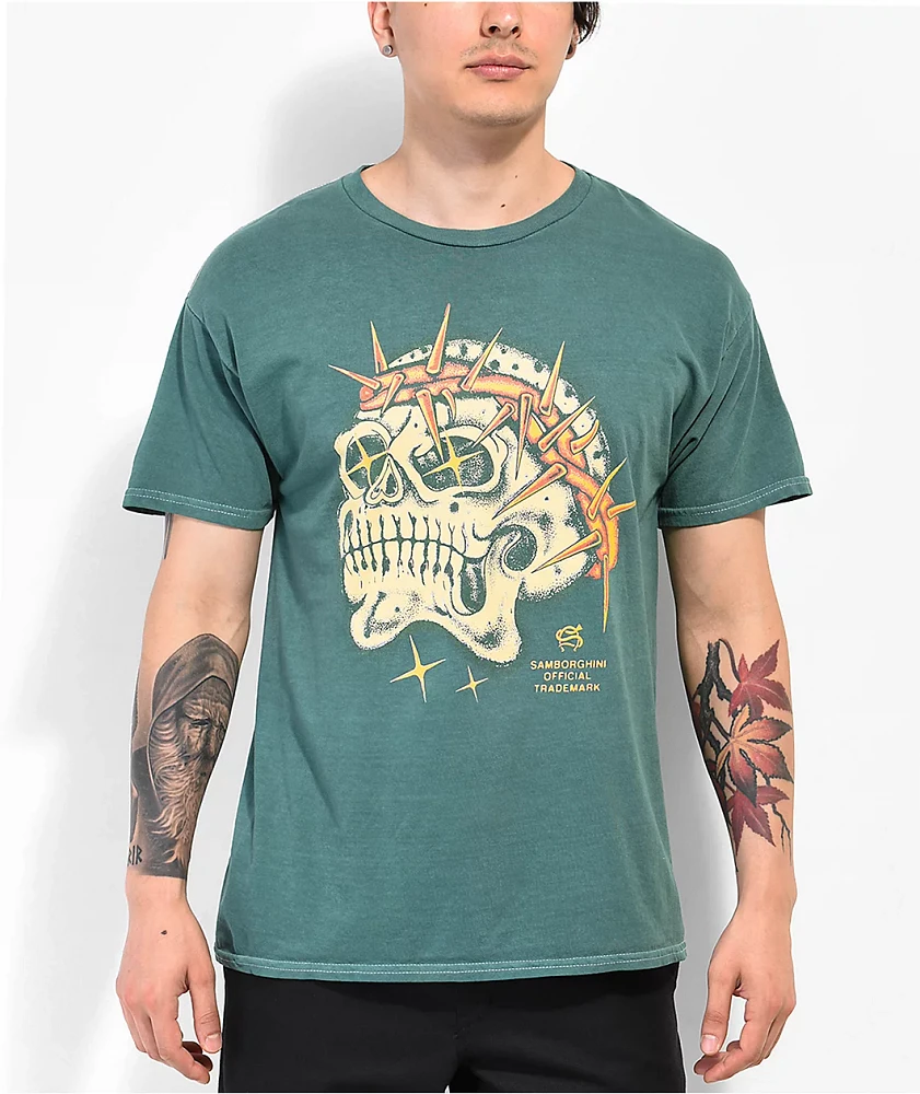 Samborghini Thorn Skull Green T-Shirt | Pueblo Mall