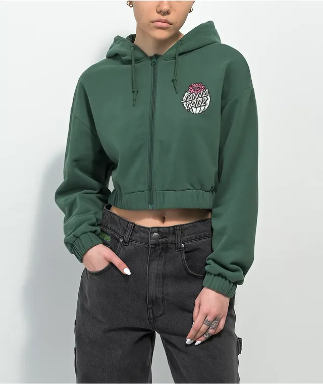 Santa Cruz Cactus Dot Green Zip Crop Hoodie Hamilton Place