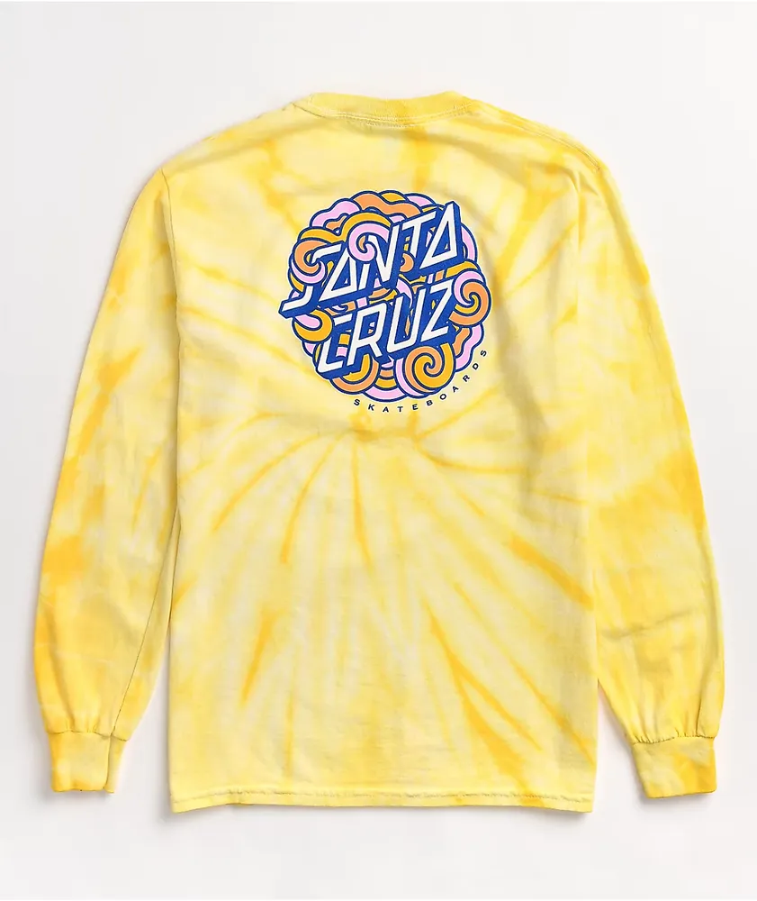 Santa Cruz Funky Dot Yellow Tie Dye Long Sleeve T Shirt