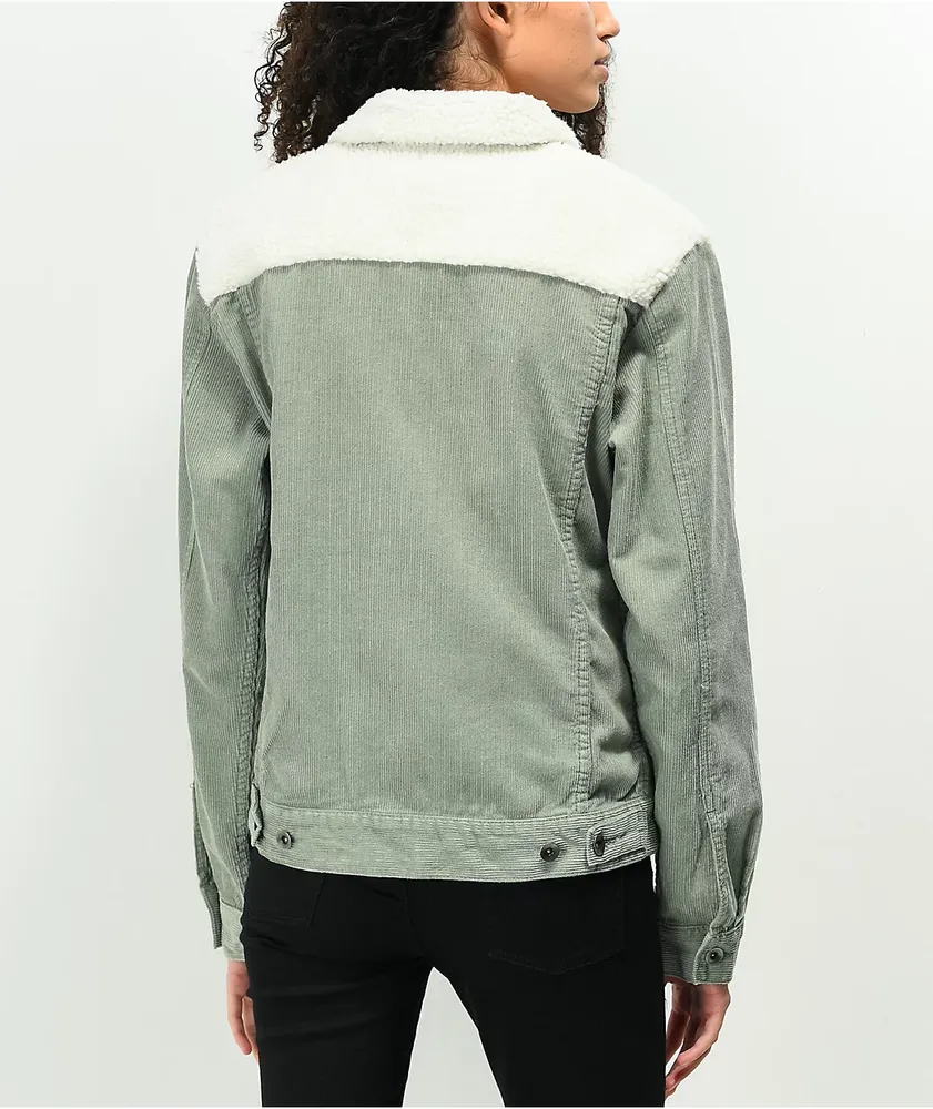 Green corduroy store sherpa jacket