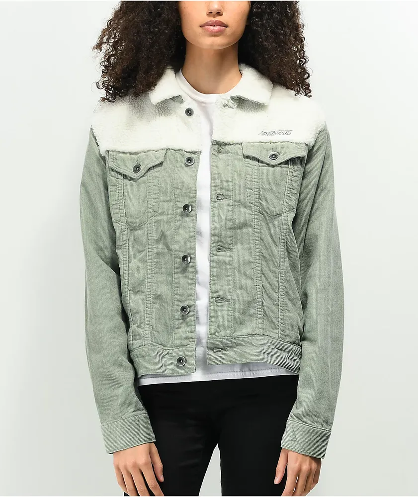 Green corduroy sherpa jacket new arrivals
