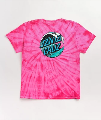 Santa Cruz Wave Dot Pink Lemonade Tie Dye T-Shirt at