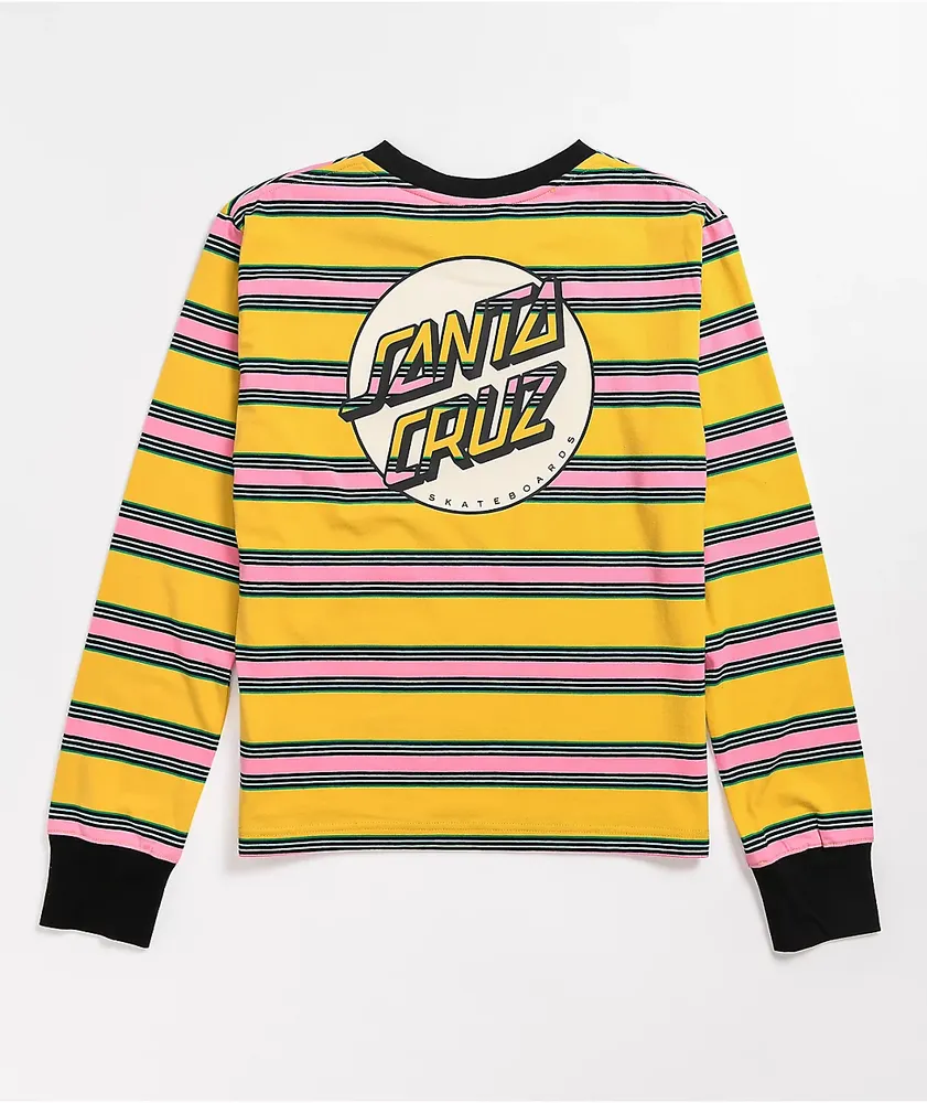 Santa Cruz Missing Dot Striped Yellow Long Sleeve T Shirt