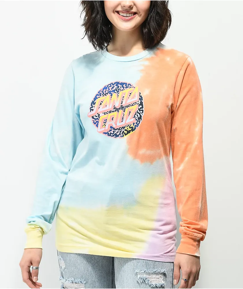 Santa Cruz Obscure Dot Multi Coral Tie Dye Long Sleeve T Shirt