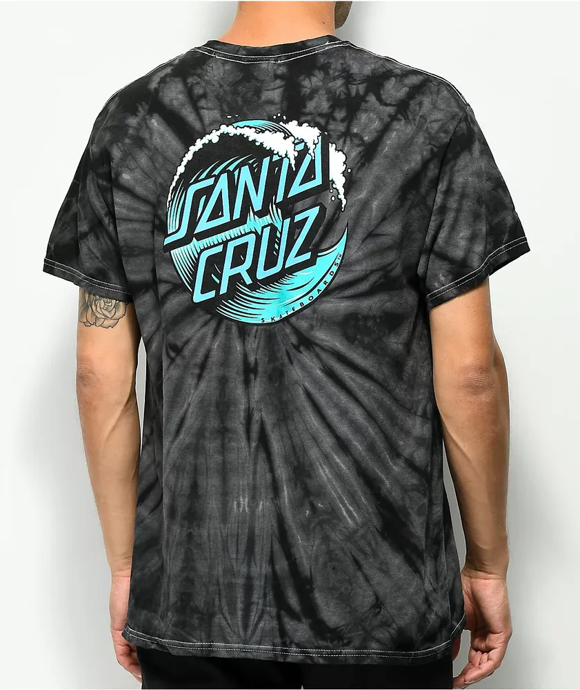 Santa cruz shroom dot black spider dye hoodie top