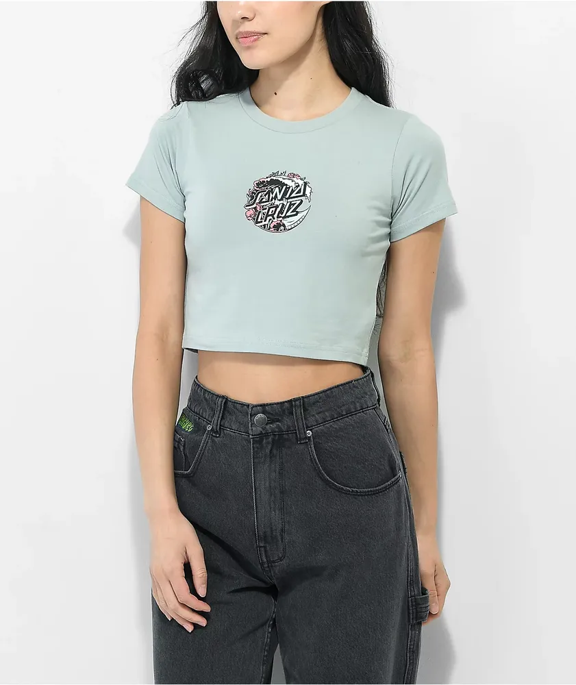 Santa Cruz Wave Poppy Slice Light Blue Crop T Shirt CoolSprings