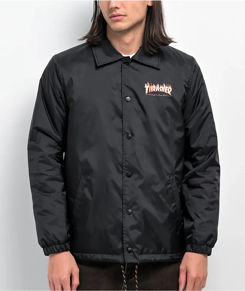 Santa Cruz x Thrasher Flame Dot Black Coaches Jacket at Hamilton