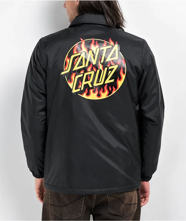 Santa Cruz x Thrasher Flame Dot Black Coaches Jacket | CoolSprings 