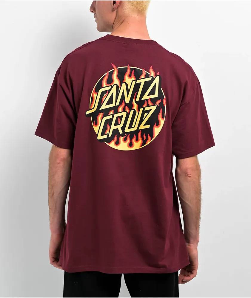 Santa Cruz x Thrasher Flame Dot Burgundy T-Shirt | Hamilton Place